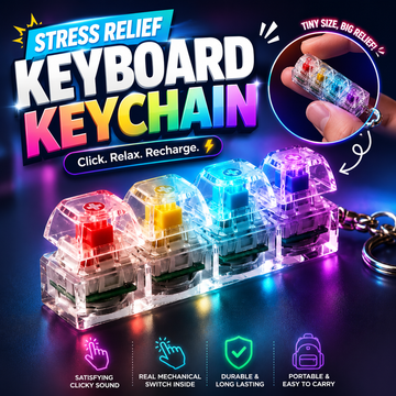 Keyboard Fidget Stress Relief Keychain for Kids & Adults (Random Colors | KC)