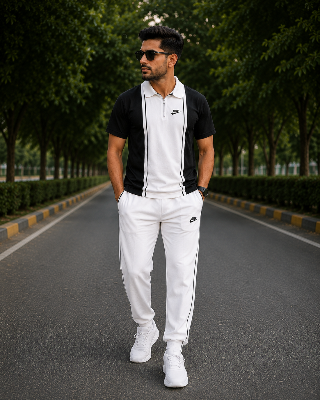 NexFit Elite Contrast Tracksuit – Black & White Edition ⭐